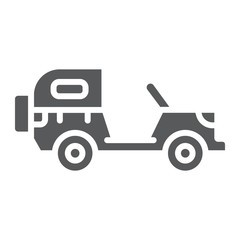 Army vehicle glyph icon, army and transport, military car sign, vector graphics, a solid pattern on a white background.