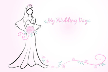 Bride groom wedding symbol card invitation vector design