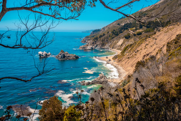 The coast next to Cascade Mcway and its beautiful coves, California. United States