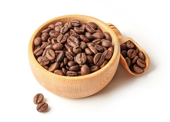 Roasted coffee beans in a bowl