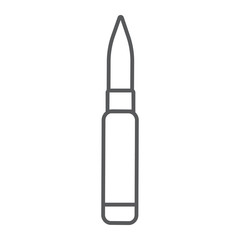 Rocket launcher thin line icon, army and military, rifle cartridge sign, vector graphics, a linear pattern on a white background.