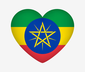 Heart Shaped National Flag of Ethiopia. I Love My Country. Vector Illustration