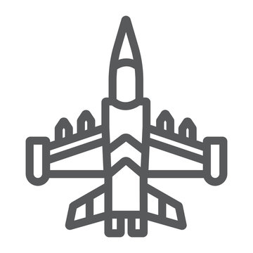 recommend clip art: Jet fighter line icon, army and force, military airplane sign, vector graphics, a linear pattern on a white background.