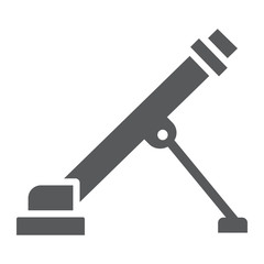 Military mortar glyph icon, army and force, weapon sign, vector graphics, a solid pattern on a white background.