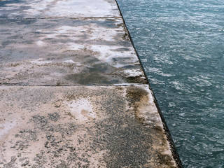 Background, concrete and water texture