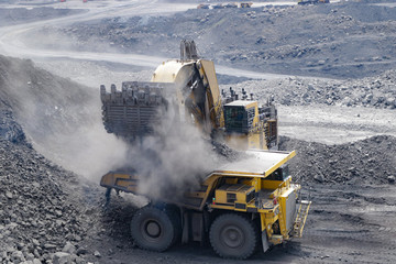 Coal loading into a dump truck