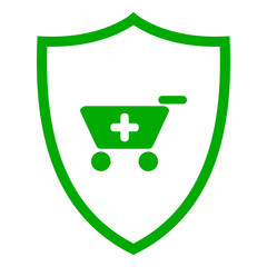 Obraz premium Warenkorb und Schild