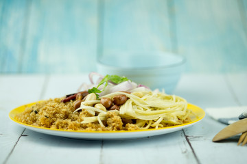 Thai traditional crispy catfish salad