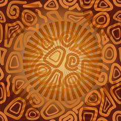 Seamless Abstract Background, Tile Pattern of Brown and Yellow Figures and Elements. Vector.