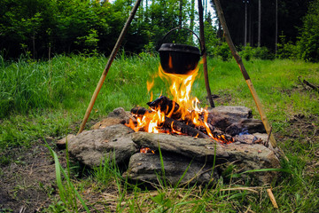 kettle on fire