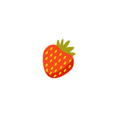 Strawberry organic healthy food symbol, flat vector illustration isolated.