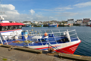 Fishing boat at Guilvinec or Le Guilvinec, a commune in the Finistère department of Brittany in...
