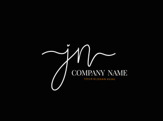 J N JN Initial handwriting logo design with circle. Beautyful design handwritten logo for fashion, team, wedding, luxury logo.