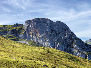 Schwalbenchopf (Schwalbenchoepf or Schwalbenchöpf) mountain above the Wagital valley (Waegital or...