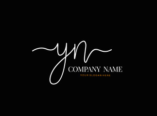 Y N YN Initial handwriting logo design with circle. Beautyful design handwritten logo for fashion, team, wedding, luxury logo. - obrazy, fototapety, plakaty