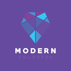 Modern Geometric Logo. Colorful Shape Icon. Digital Emblem Symbol. Crystal Logo For   Business And Company.