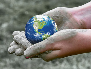 Blue earth in the hands of man