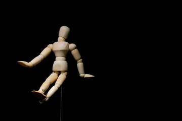 wooden man running on white background