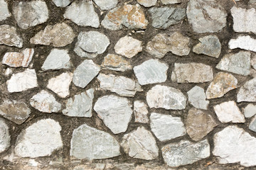 Old rough stone wall. Rock gray background.