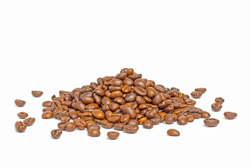 pile of coffee beans isolated on white background