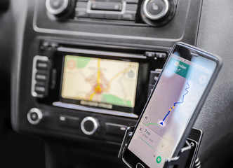 plain car and mobile phone navigation systems background