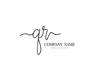 Q R QR Initial handwriting logo design with circle. Beautyful design handwritten logo for fashion, team, wedding, luxury logo.
