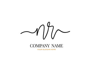 N R NR Initial handwriting logo design with circle. Beautyful design handwritten logo for fashion, team, wedding, luxury logo.