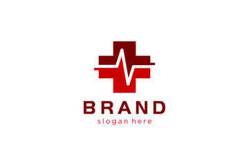 cross medical symbol with pulse line concept, medical logo template, cross medical icon, pulse line icon