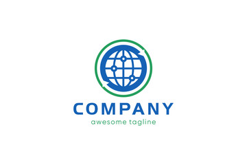 globe circle concept, globe icon, circle logo template, world vector illustration