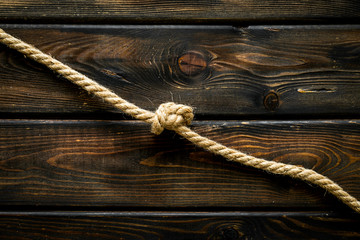 isolated rope mockup on wooden background top view
