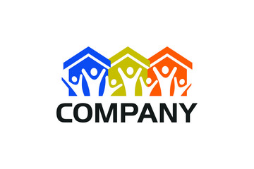 people and home concept, family logo template, building logo template