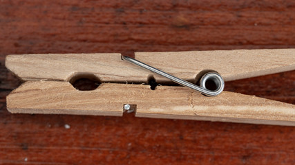 Wooden clip on a table