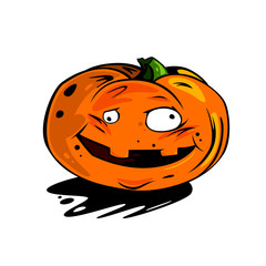 Cute cartoon orange pumpkin is smiling. Great character for halloweens celebrates.