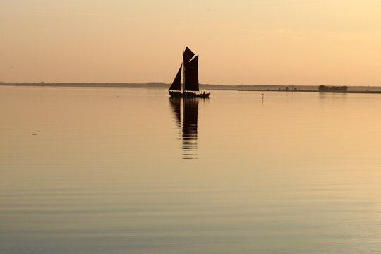 Wustrower Bodden, Zeesboot, Flaute.