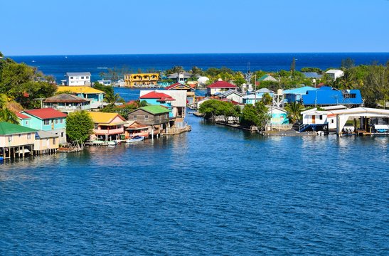 houses on stilts in the Caribbean