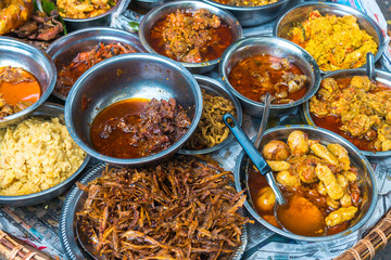 varied fresh food at burmese market
