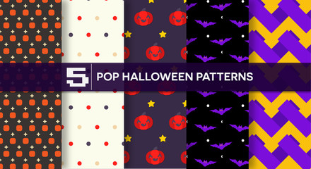 Obraz premium Halloween pop art set. Patterns.