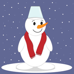 snowman in a scarf under the snow
