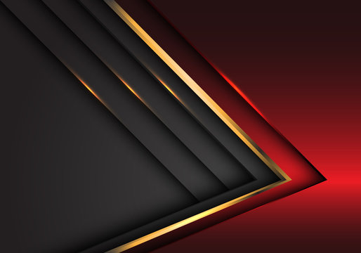 Abstract red grey gold arrow metallic direction luxury overlap design modern futuristic background vector illustration.