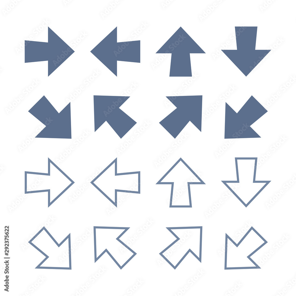 Poster arrow icons set flat line vector