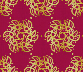 Fototapeta na wymiar Gold embroidery with arabesques