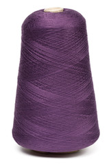 Cone of violet sewing threads isolated on white background