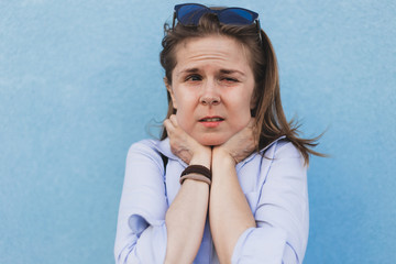 Woman having panic attack caused by stress