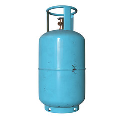 Gas cylinder lpg tank gas-bottle. Propane gas-cylinder balloon. Cylindrical container with liquefied compressed gases with high pressure and valves 3d render isolated on white background