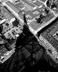 Aerial view from monument called Mole Antonelliana with black an