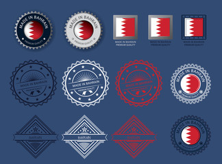  Made in Bahrain seal, Bahraini flag and color  --Vector Art--