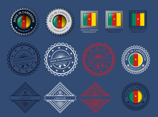  Made in Cameroon seal, Cameroonian flag and color  --Vector Art--