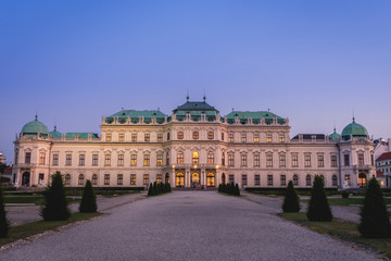 Belvedere Palace at Vienna Austria Evening