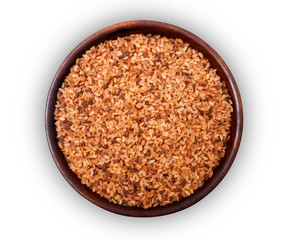 Red Rice In A Bowl Isolated On White Background