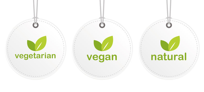 vegetarian vegan natural white hanging label vector illustration EPS10